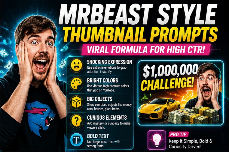 MrBeast style thumbnail prompts formula for high CTR YouTube thumbnails