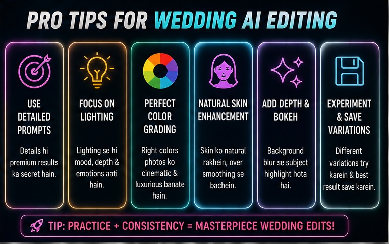 Pro Wedding photo AI editing prompts and cinematic bridal editing strategies