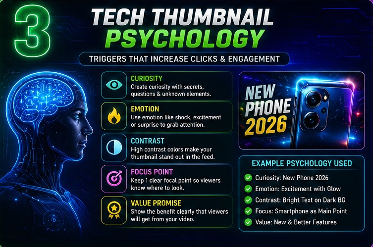 Tech YouTube thumbnail prompt ideas and thumbnail psychology for higher CTR