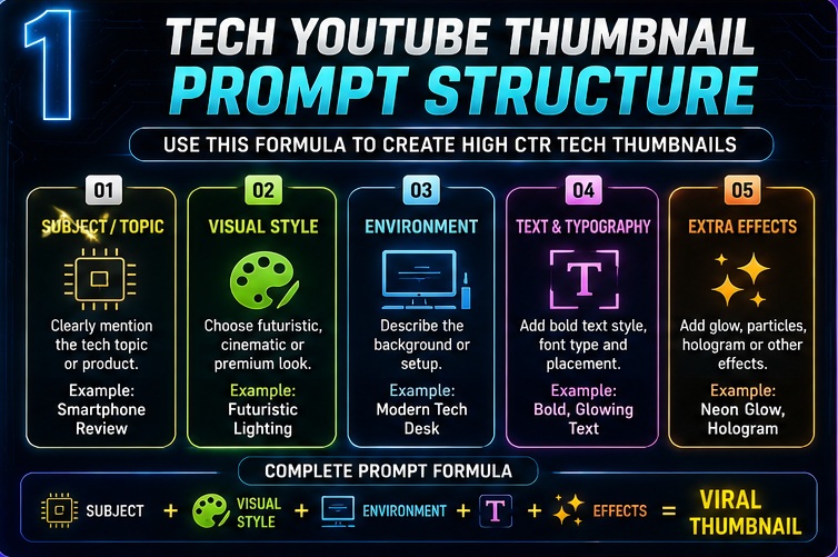 Tech YouTube thumbnail prompt ideas structure for high CTR tech thumbnails