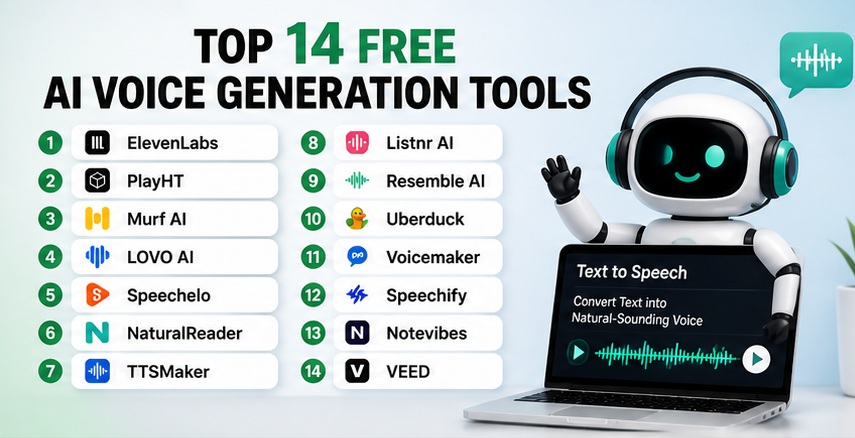 Top free AI voice generation tools list for text to speech