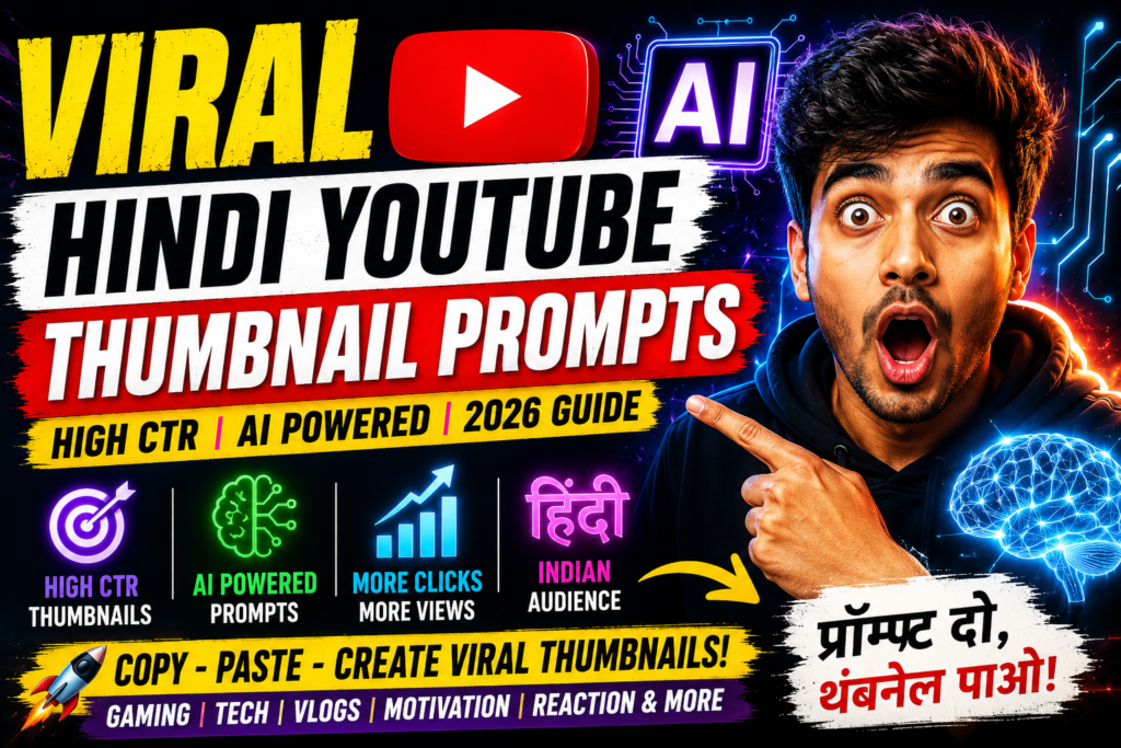 Viral Hindi YouTube thumbnail prompts for high CTR Hindi YouTube thumbnails and AI-powered designs