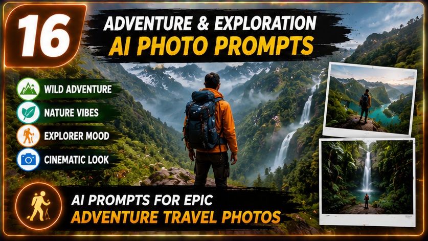 Travel Influencer AI Photo Prompts adventure exploration photography with cinematic travel storytelling