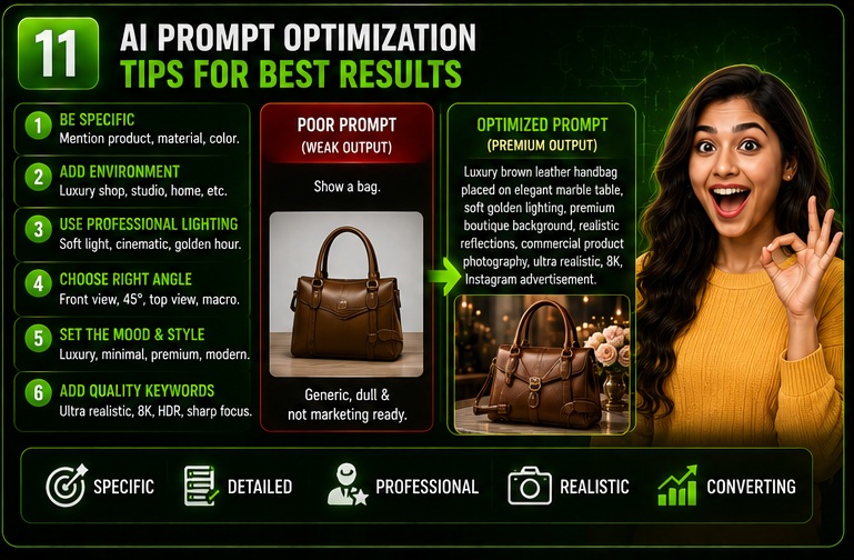 Shop Promotion AI Photo Prompts optimization tips for better results