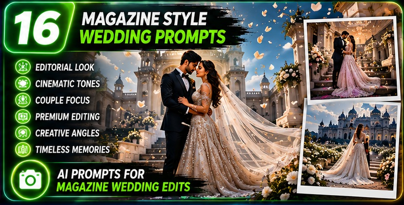 Wedding & Pre-Wedding AI Photo Prompts for wedding photographers to create luxury wedding memories and premium client results