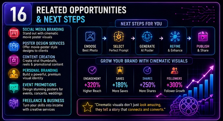 Personal branding and social media growth using Bollywood Cinematic AI Photo Prompts and cinematic movie poster visuals