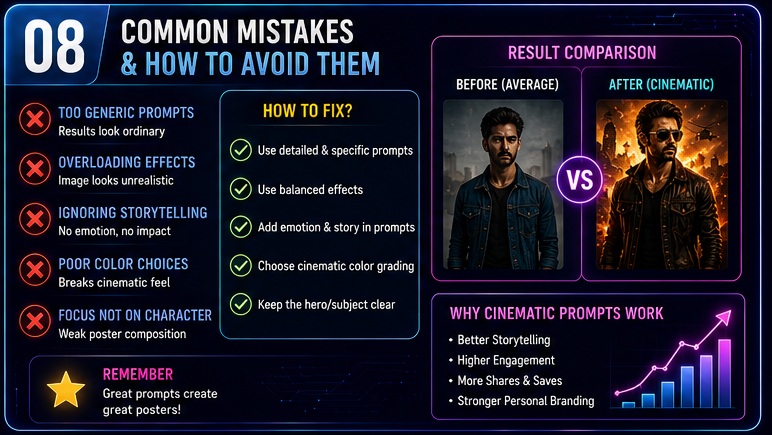 Common mistakes when using Bollywood Cinematic AI Photo Prompts and how to avoid weak cinematic results