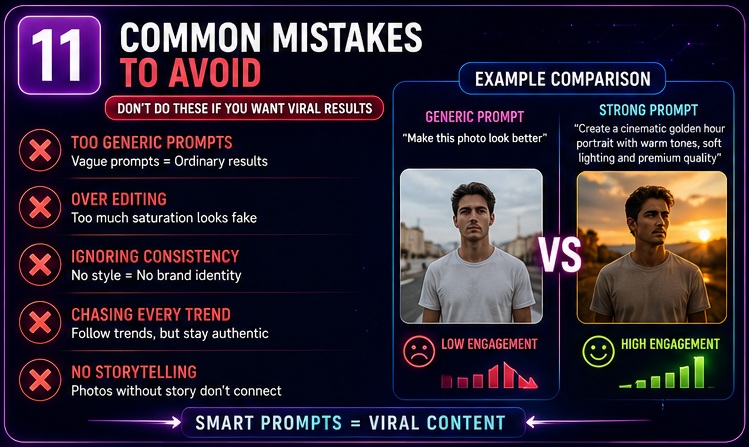 Common mistakes creators make when using Viral Instagram AI Photo Prompts for Instagram growth