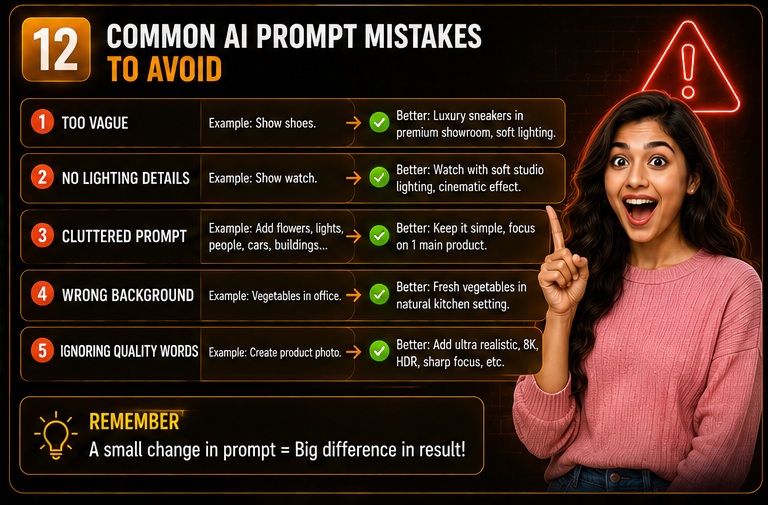Common mistakes while using Shop Promotion AI Photo Prompts