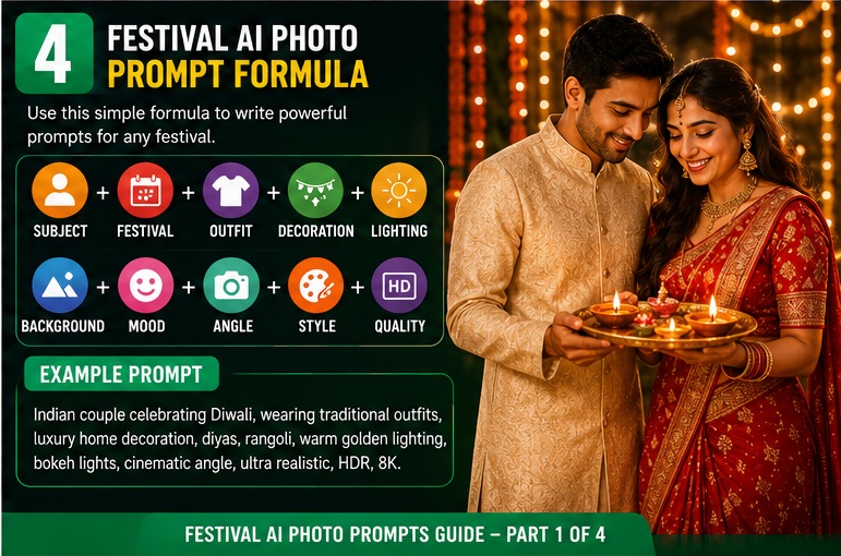 Festival AI Photo Prompts formula for creating realistic festival images