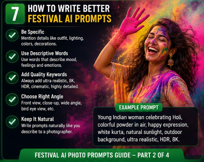Festival AI Photo Prompts writing guide with beginner prompt tips