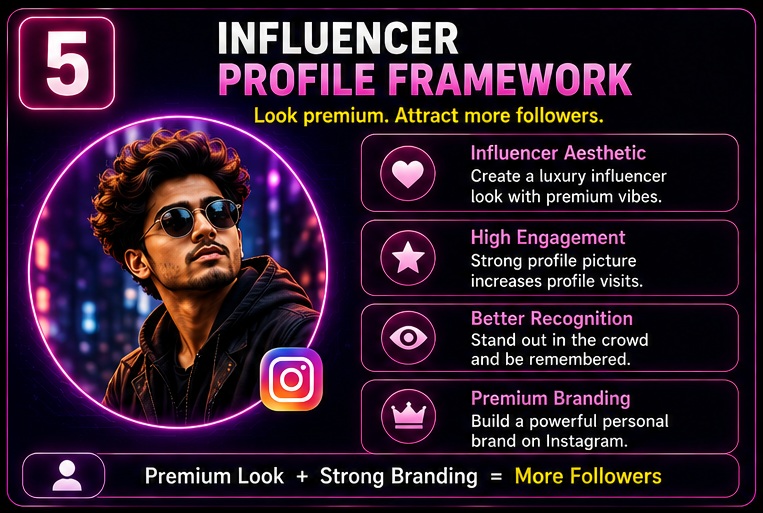 Instagram Profile Picture AI Prompts influencer profile framework for attracting followers and improving branding