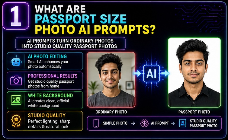 Passport Size Photo AI Prompts explained with AI editing workflow and studio quality passport photo creation
