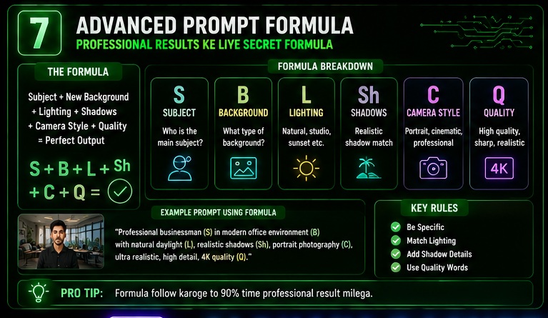 AI Photo Background Change Prompts background categories including office luxury travel nature and creator studio