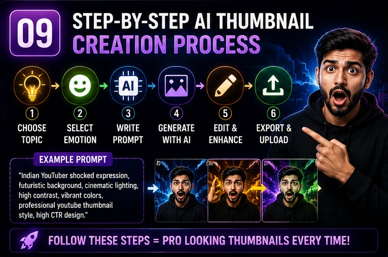 Step by step AI thumbnail creation process guide