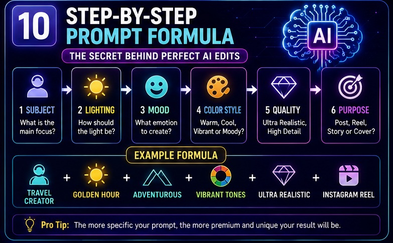 Professional Viral Instagram AI Photo Prompts formula for creating scroll stopping Instagram visuals