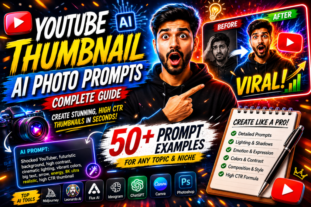 YouTube Thumbnail AI Photo Prompts Guide for Creating Click Worthy Viral Thumbnails