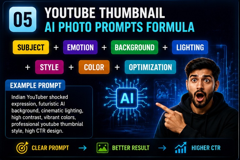 YouTube Thumbnail AI Photo Prompts formula for high CTR thumbnails