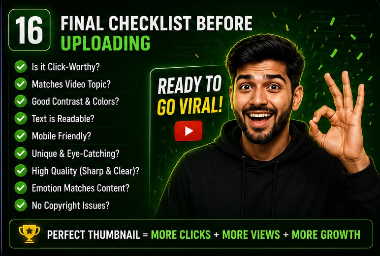 Final YouTube thumbnail checklist before uploading