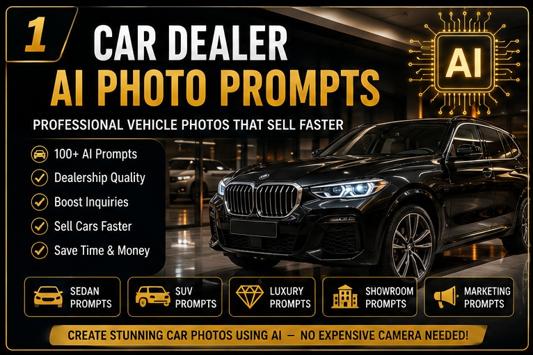 Car Dealer AI Photo Prompts overview for creating professional vehicle photos that sell faster