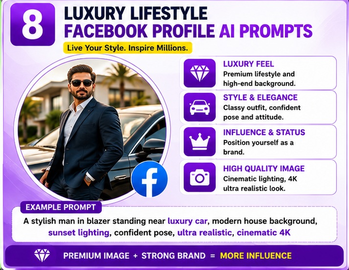Facebook Profile AI Photo Prompts for building a strong personal brand with AI