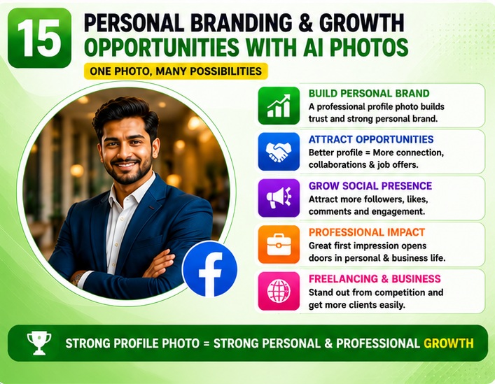 Facebook Profile AI Photo Prompts for personal branding freelancing and business opportunities