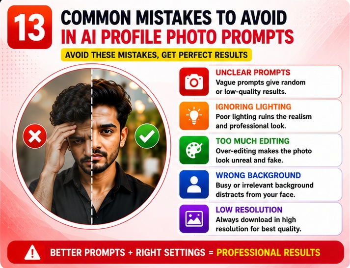 Common mistakes to avoid while creating Facebook Profile AI Photo Prompts