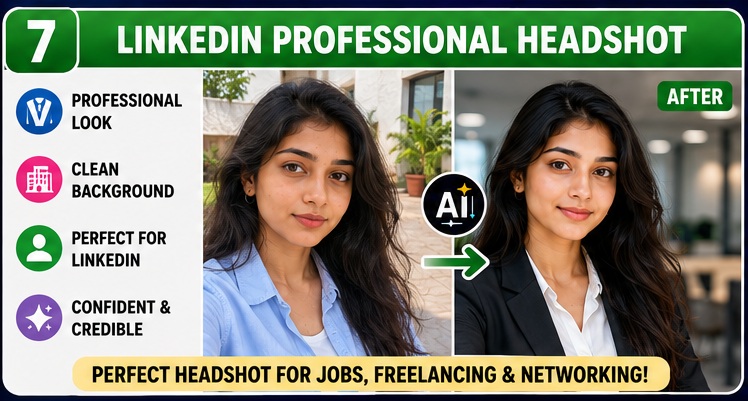 AI Selfie Enhancement Prompts for creating professional LinkedIn headshots